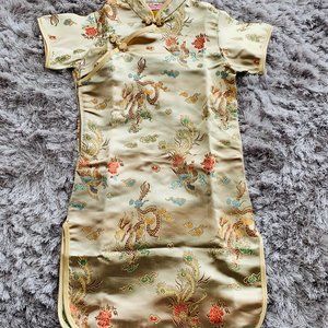 Gently Used Girls Gold Cheongsam/Qipao, Size 8